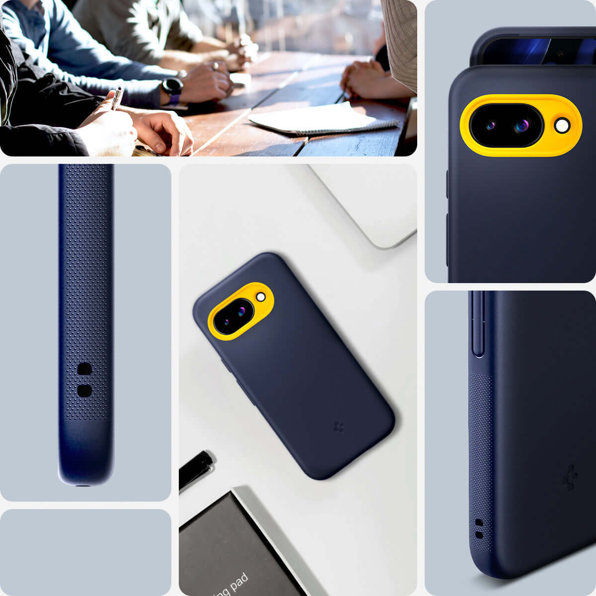 Handyhülle für Google Pixel 9a, Spigen Nano Pop Mag mit MagSafe, Dunkelblau-Gelb