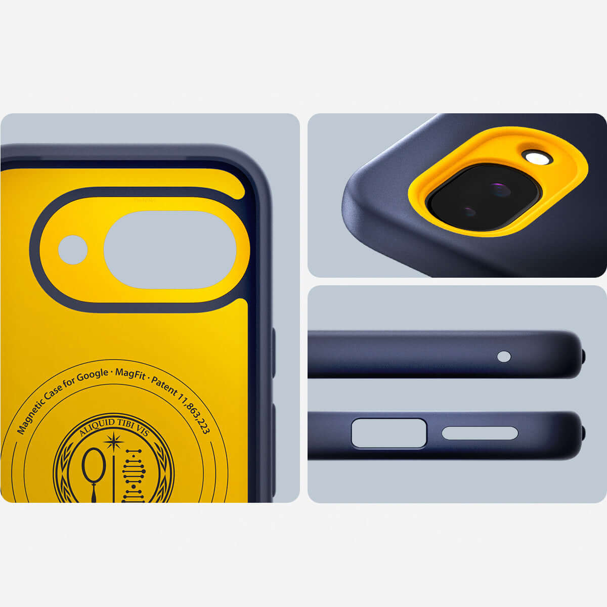 Handyhülle für Google Pixel 9a, Spigen Nano Pop Mag mit MagSafe, Dunkelblau-Gelb