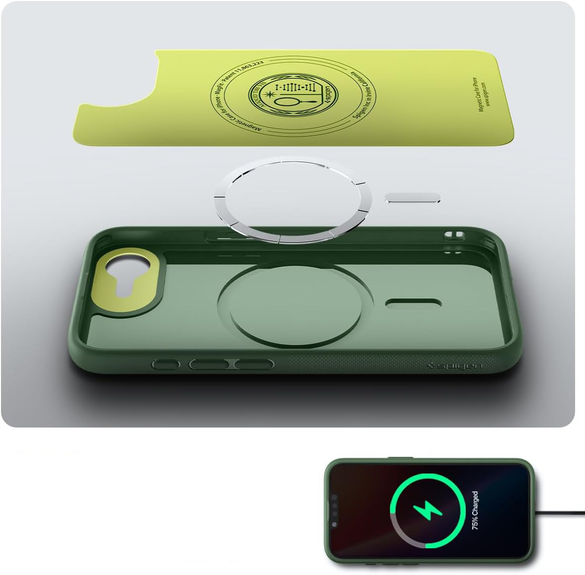 Handyhülle für iPhone 17e / 16e, Spigen Nano Pop Mag mit MagSafe, Grün