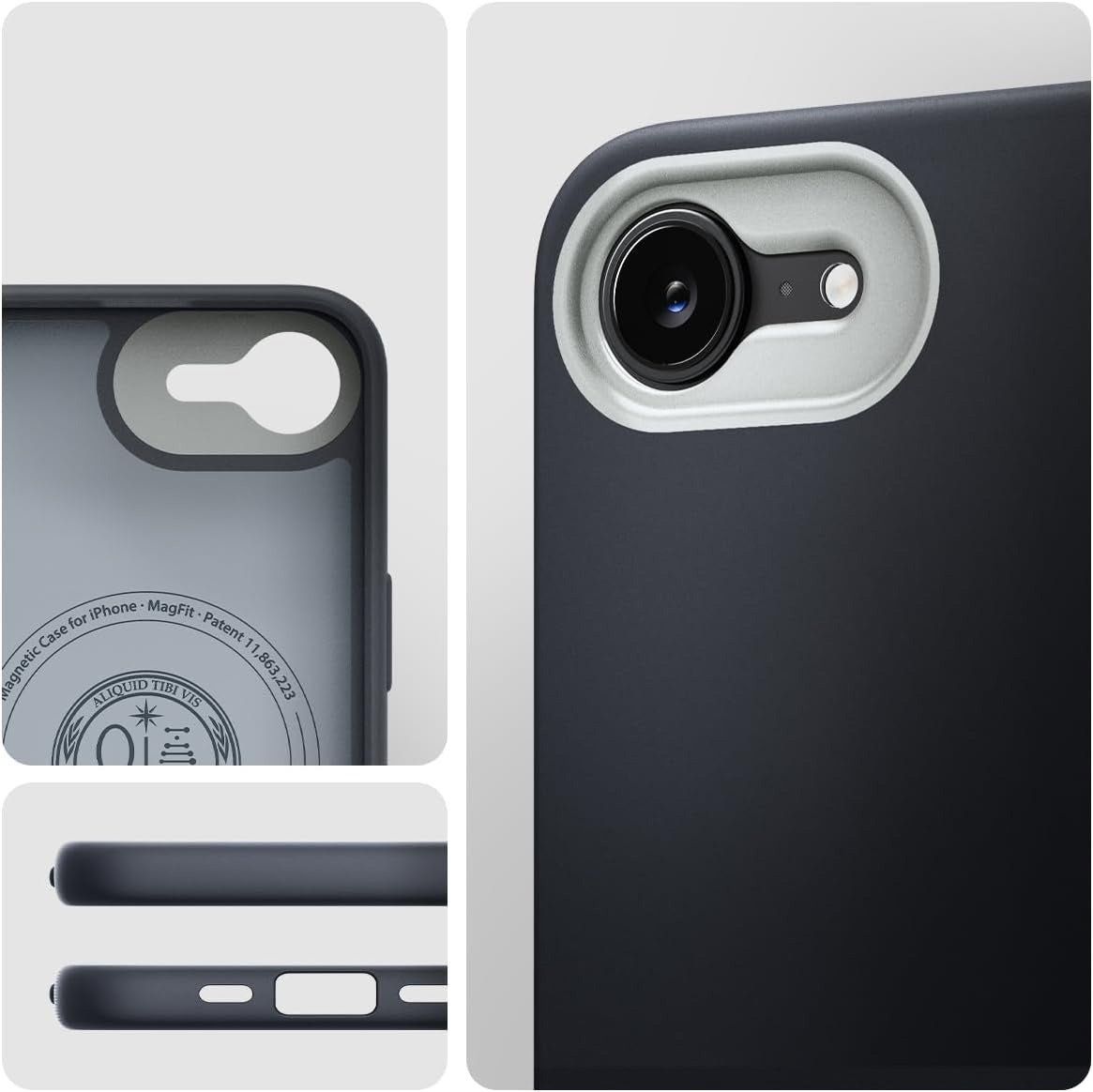 Handyhülle für iPhone 17e / 16e, Spigen Nano Pop Mag mit MagSafe, Schwarz-Grau