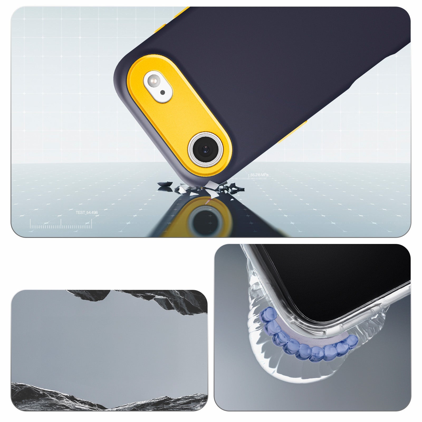 Handyhülle für iPhone Air, Spigen Nano Pop Mag mit MagSafe, Dunkelblau und Gelb