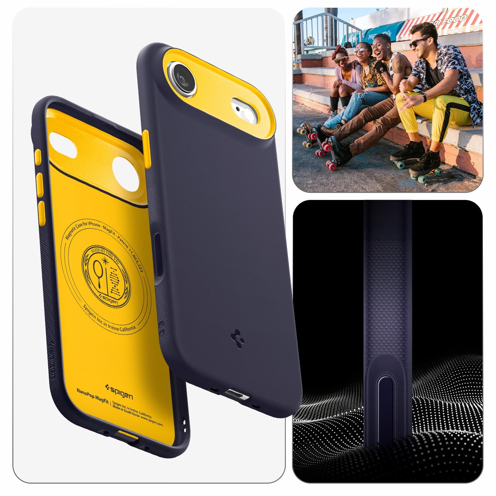 Handyhülle für iPhone Air, Spigen Nano Pop Mag mit MagSafe, Dunkelblau und Gelb