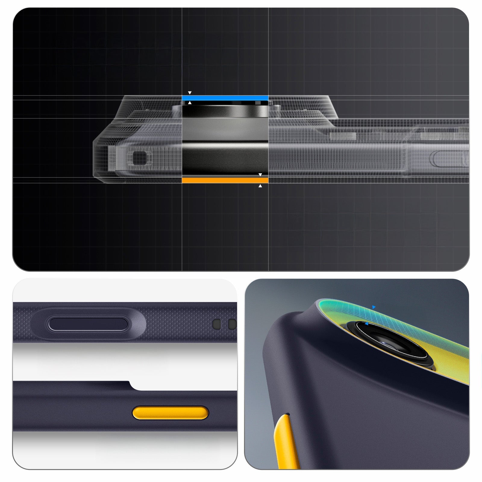 Handyhülle für iPhone Air, Spigen Nano Pop Mag mit MagSafe, Dunkelblau und Gelb