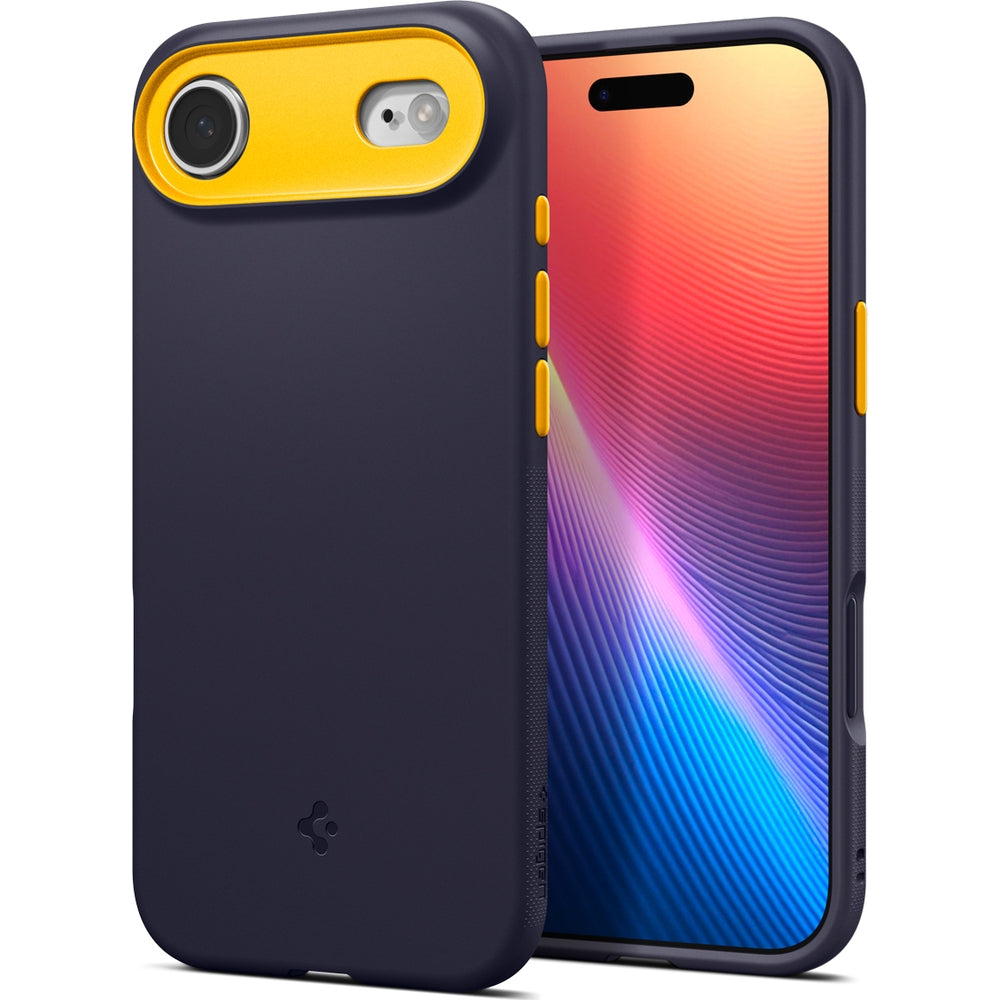Handyhülle für iPhone Air, Spigen Nano Pop Mag mit MagSafe, Dunkelblau und Gelb