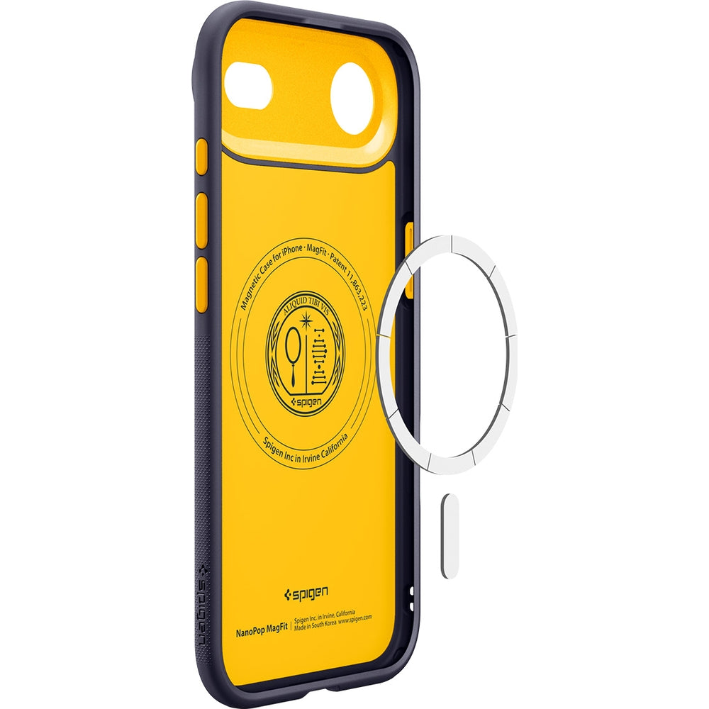 Handyhülle für iPhone Air, Spigen Nano Pop Mag mit MagSafe, Dunkelblau und Gelb