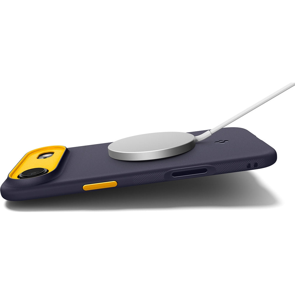 Handyhülle für iPhone Air, Spigen Nano Pop Mag mit MagSafe, Dunkelblau und Gelb