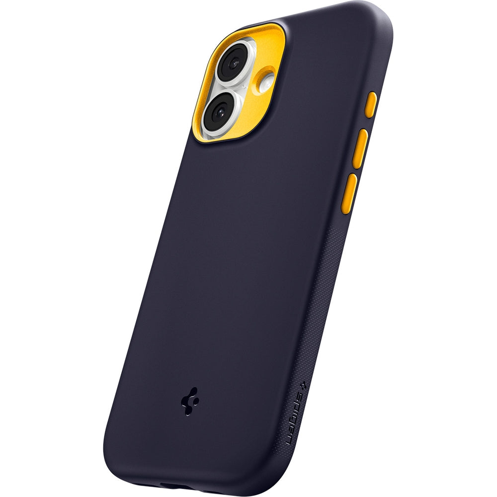 Handyhülle für iPhone 17, Spigen Nano Pop Mag mit MagSafe, Dunkelblau und Gelb
