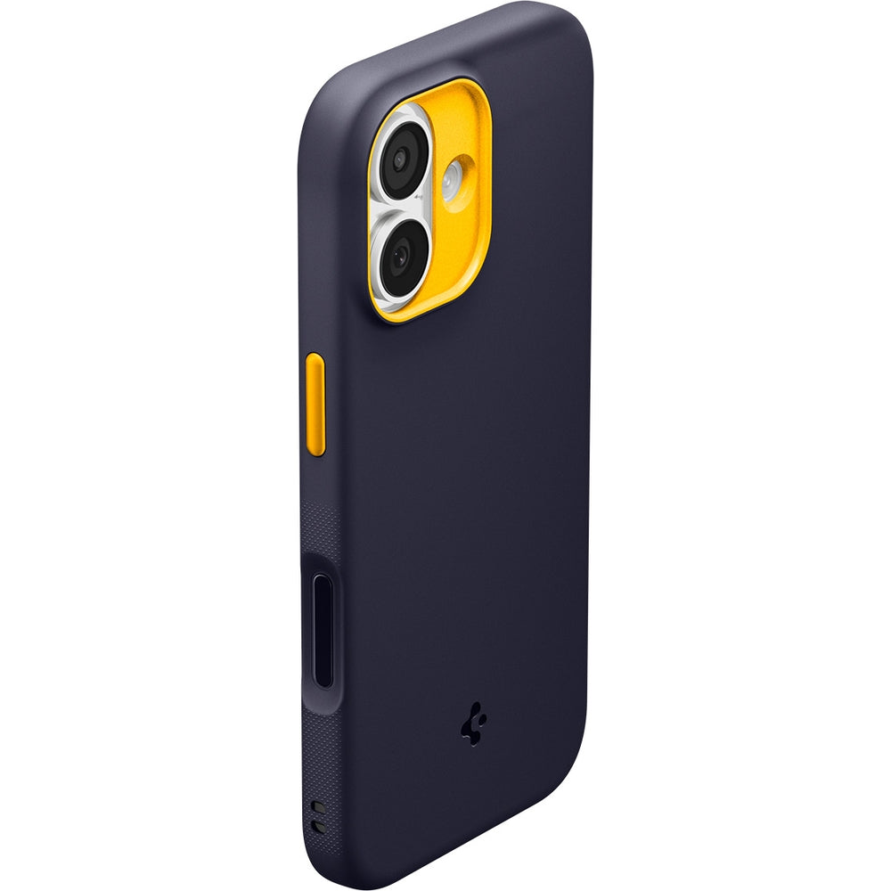 Handyhülle für iPhone 17, Spigen Nano Pop Mag mit MagSafe, Dunkelblau und Gelb