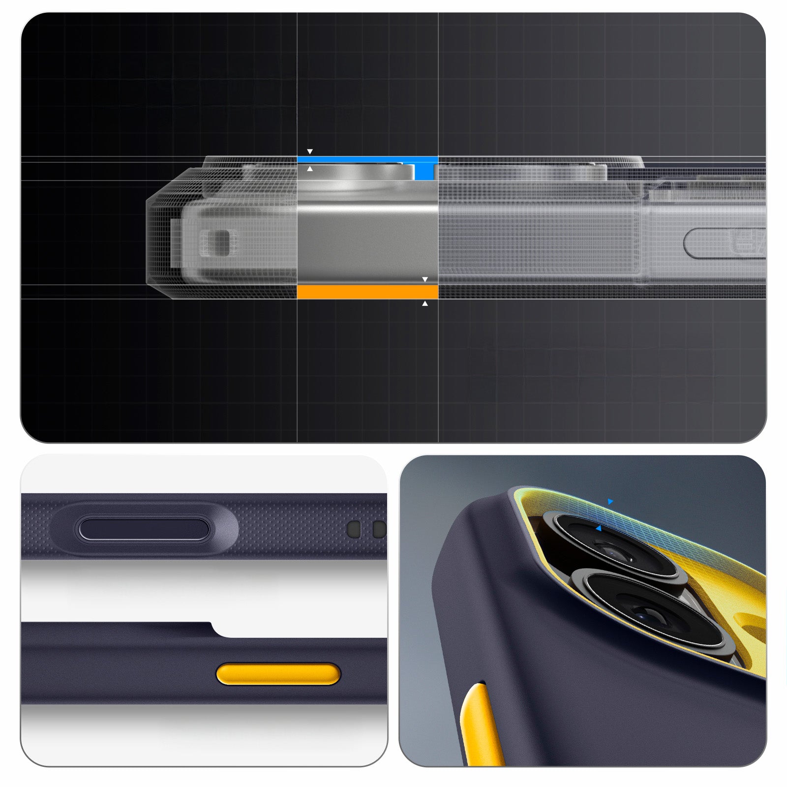 Handyhülle für iPhone 17, Spigen Nano Pop Mag mit MagSafe, Dunkelblau und Gelb