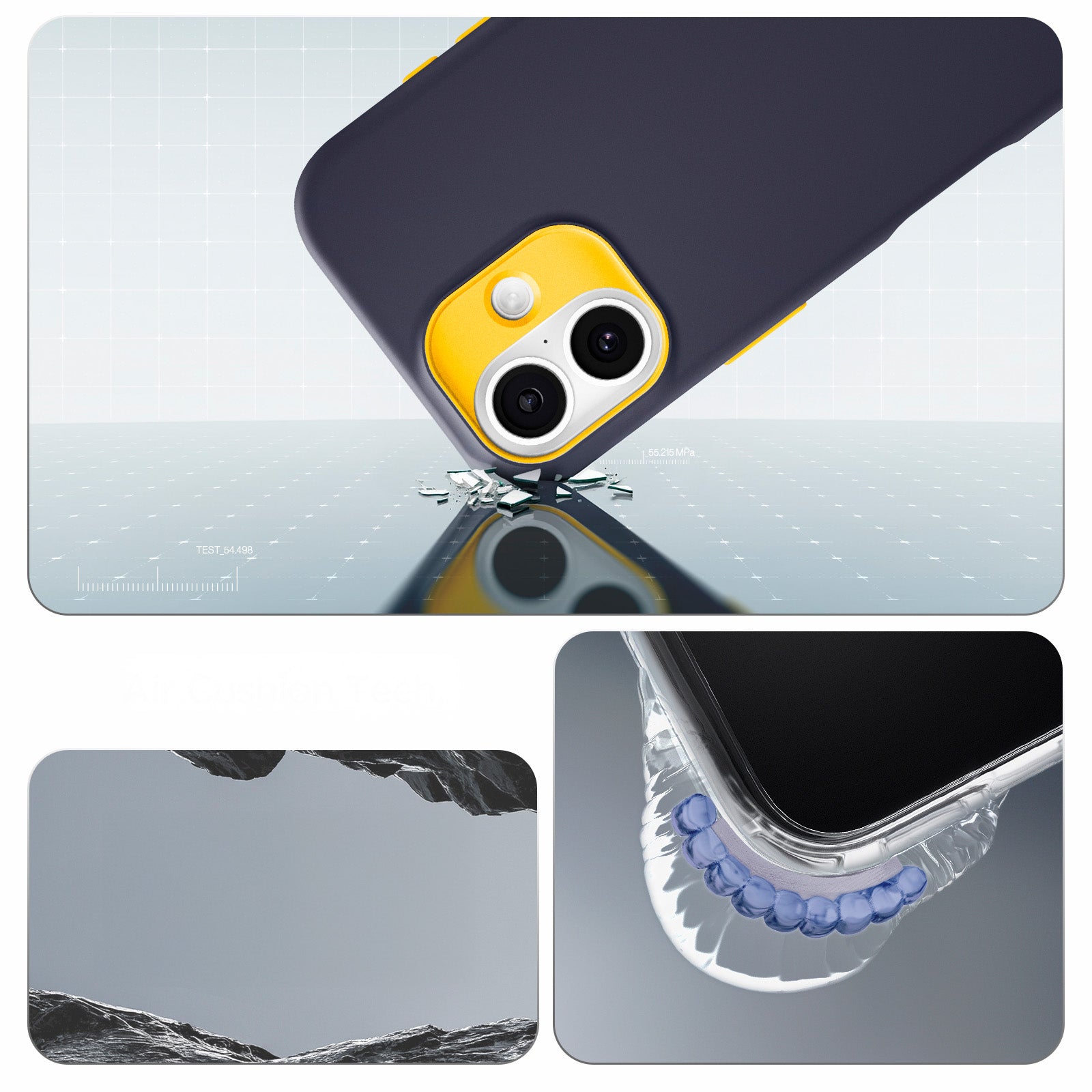 Handyhülle für iPhone 17, Spigen Nano Pop Mag mit MagSafe, Dunkelblau und Gelb