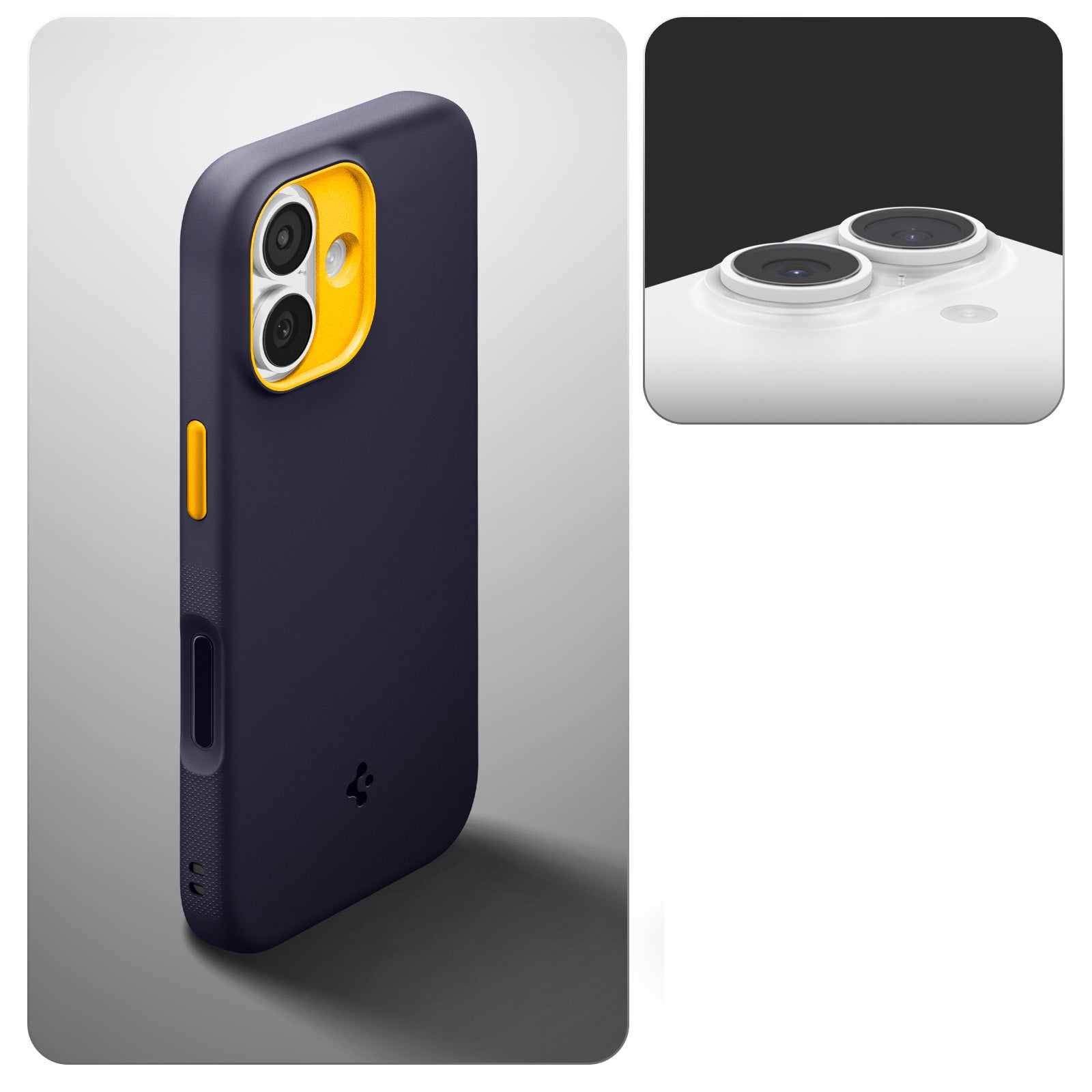Handyhülle für iPhone 17, Spigen Nano Pop Mag mit MagSafe, Dunkelblau und Gelb
