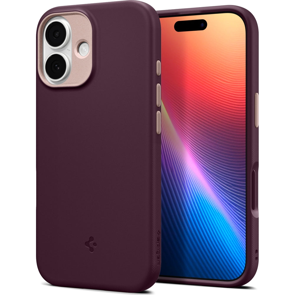 Handyhülle für iPhone 17, Spigen Nano Pop Mag mit MagSafe, Dunkelrot-Rosa