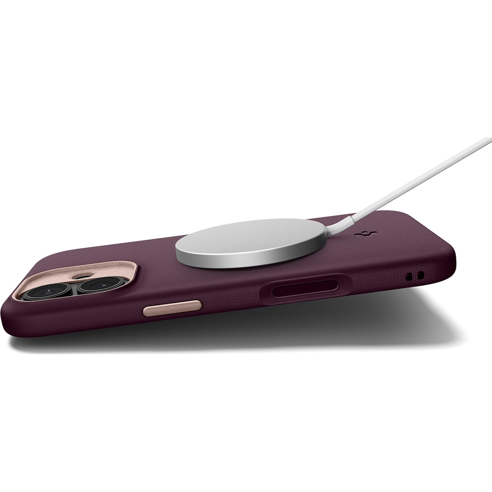 Handyhülle für iPhone 17, Spigen Nano Pop Mag mit MagSafe, Dunkelrot-Rosa