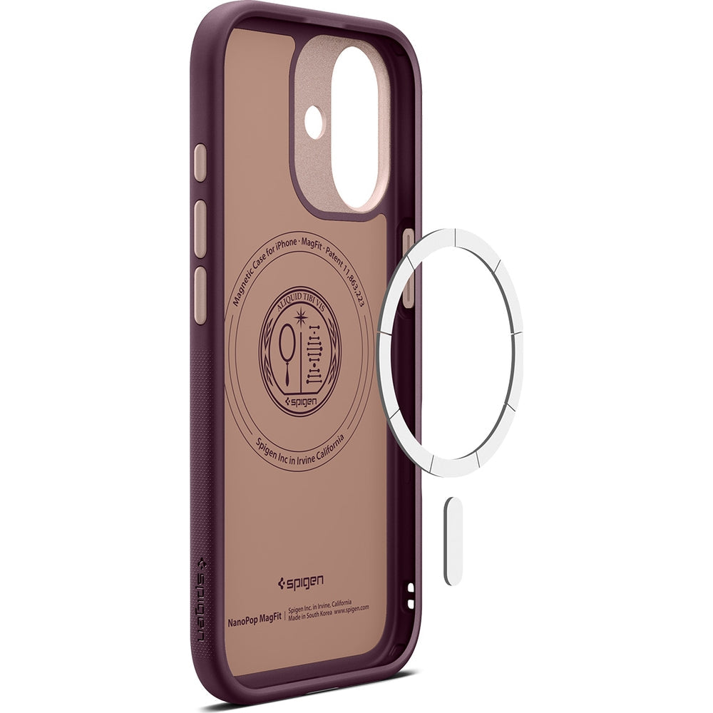Handyhülle für iPhone 17, Spigen Nano Pop Mag mit MagSafe, Dunkelrot-Rosa
