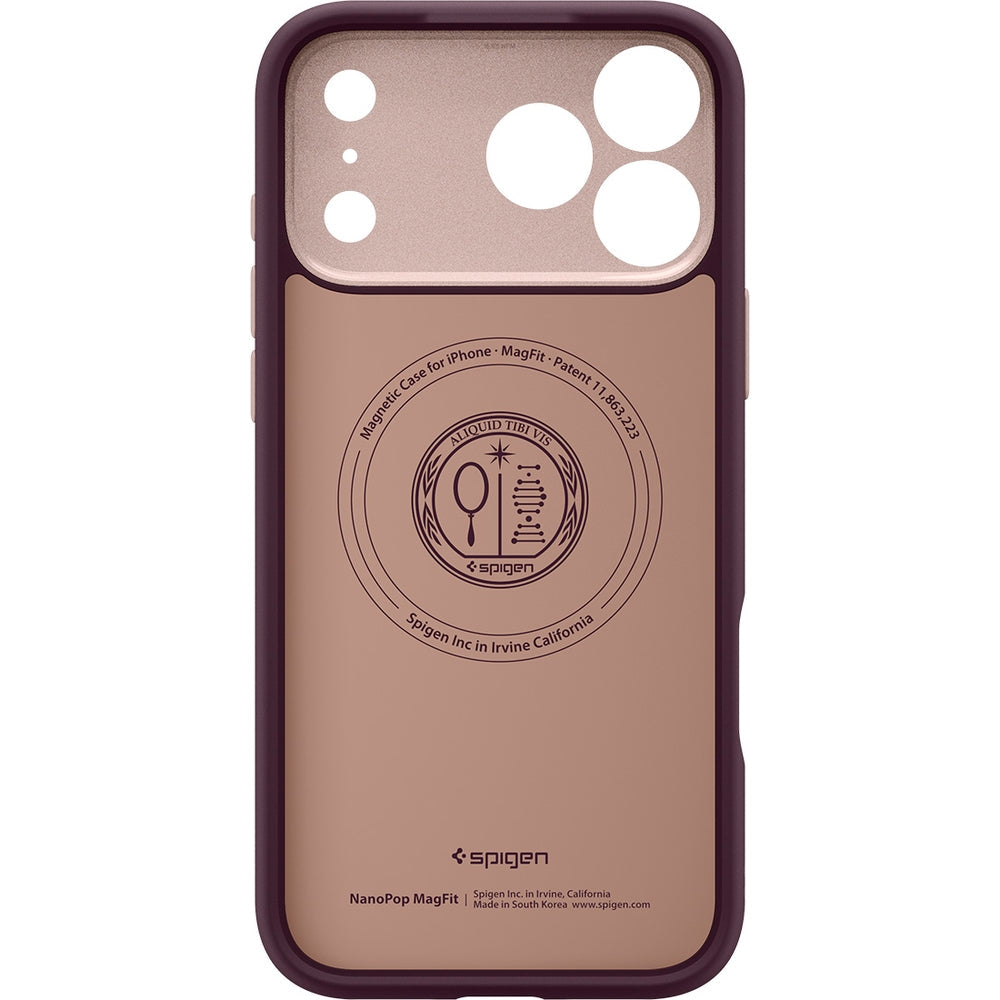 Handyhülle für iPhone 17 Pro, Spigen Nano Pop Mag mit MagSafe, Dunkelrot-Rosa