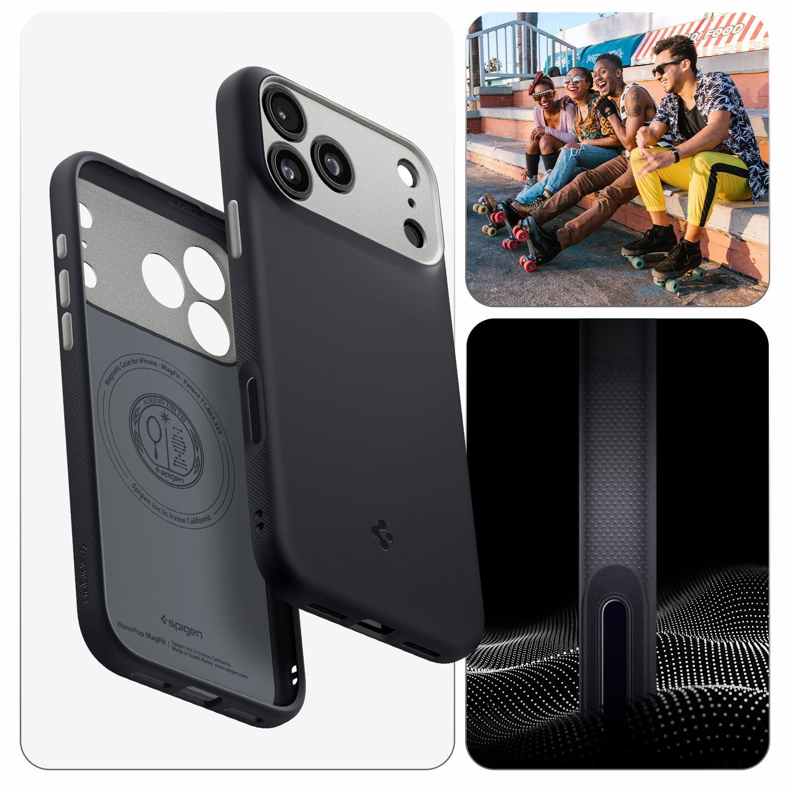 Handyhülle für iPhone 17 Pro Max, Spigen Nano Pop Mag mit MagSafe, Schwarz und Grau