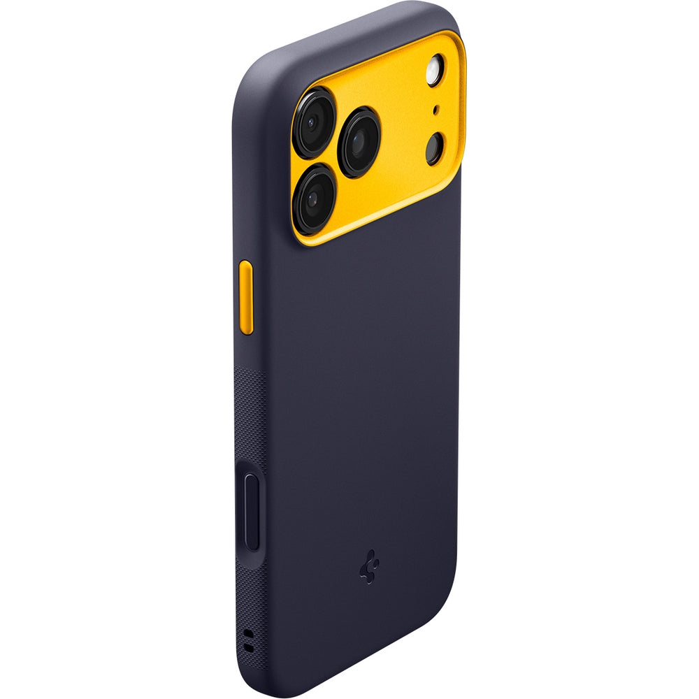 Handyhülle für iPhone 17 Pro Max, Spigen Nano Pop Mag mit MagSafe, Dunkelblau und Gelb