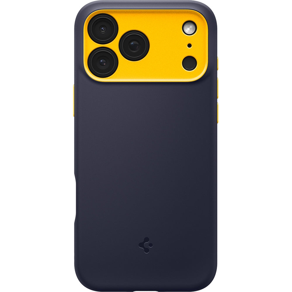 Handyhülle für iPhone 17 Pro Max, Spigen Nano Pop Mag mit MagSafe, Dunkelblau und Gelb