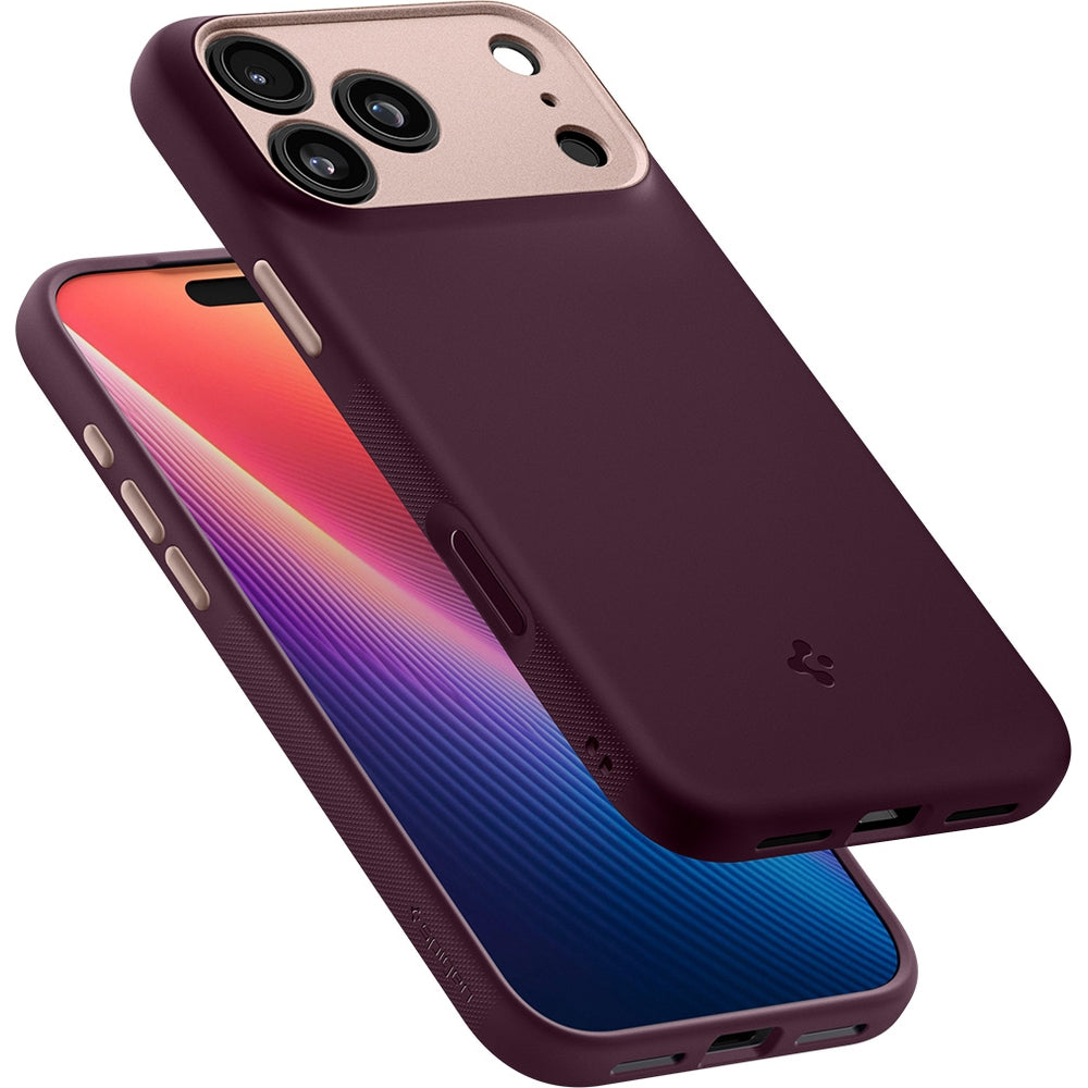 Handyhülle für iPhone 17 Pro Max, Spigen Nano Pop Mag mit MagSafe, Dunkelrot-Rosa