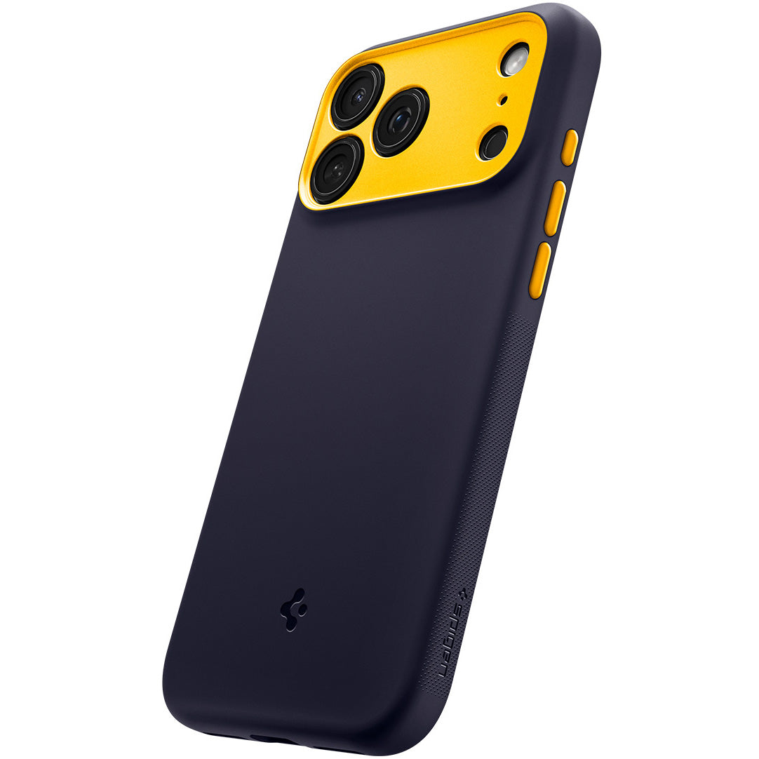 Handyhülle für iPhone 18 Pro, Spigen Nano Pop Mag mit MagSafe, Dunkelblau-Gelb (2/9)