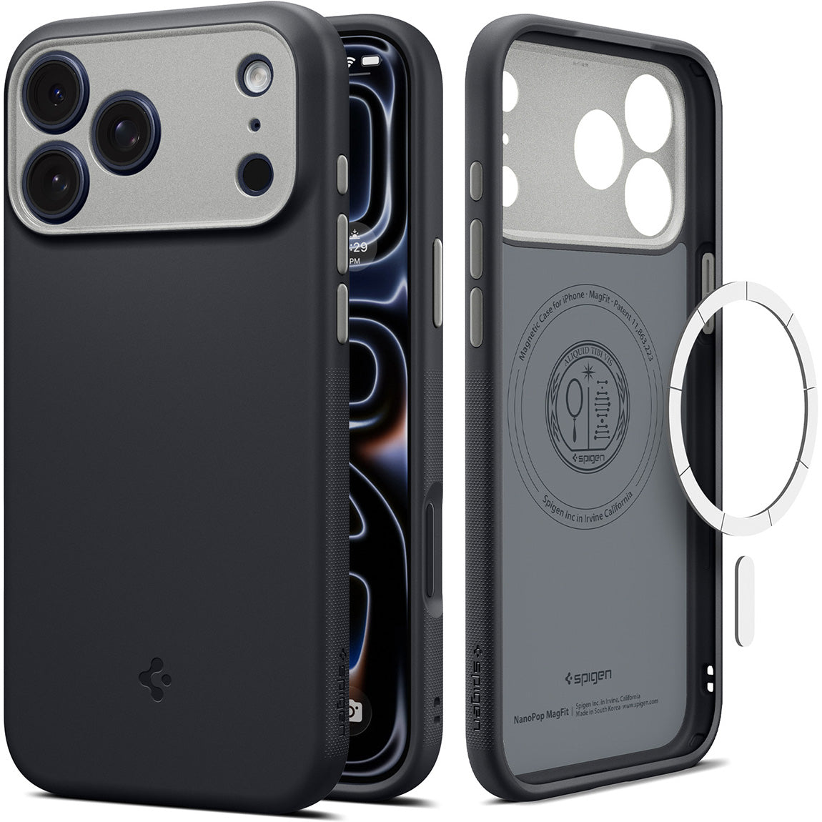 Handyhülle für iPhone 18 Pro Max, Spigen Nano Pop Mag mit MagSafe, Schwarz-Grau (1/9)