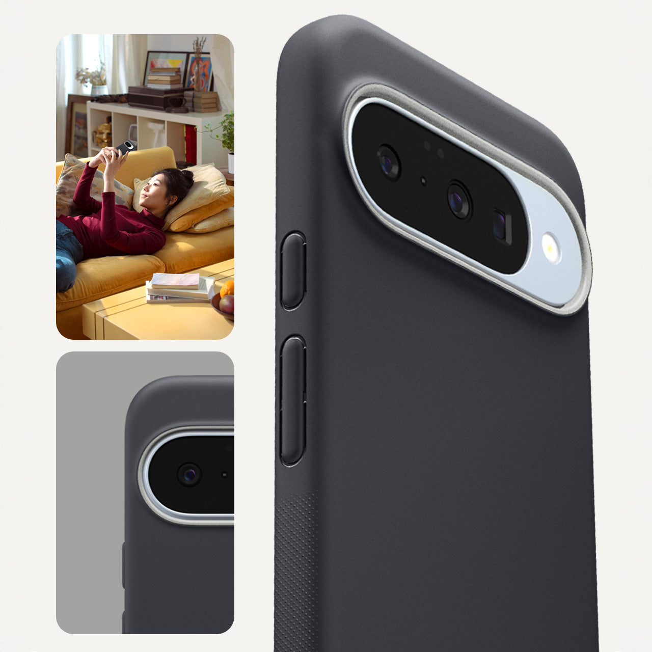 Handyhülle für Google Pixel 10 Pro / Pixel 10, Spigen Nano Pop Mag mit MagSafe, Schwarz und Grau
