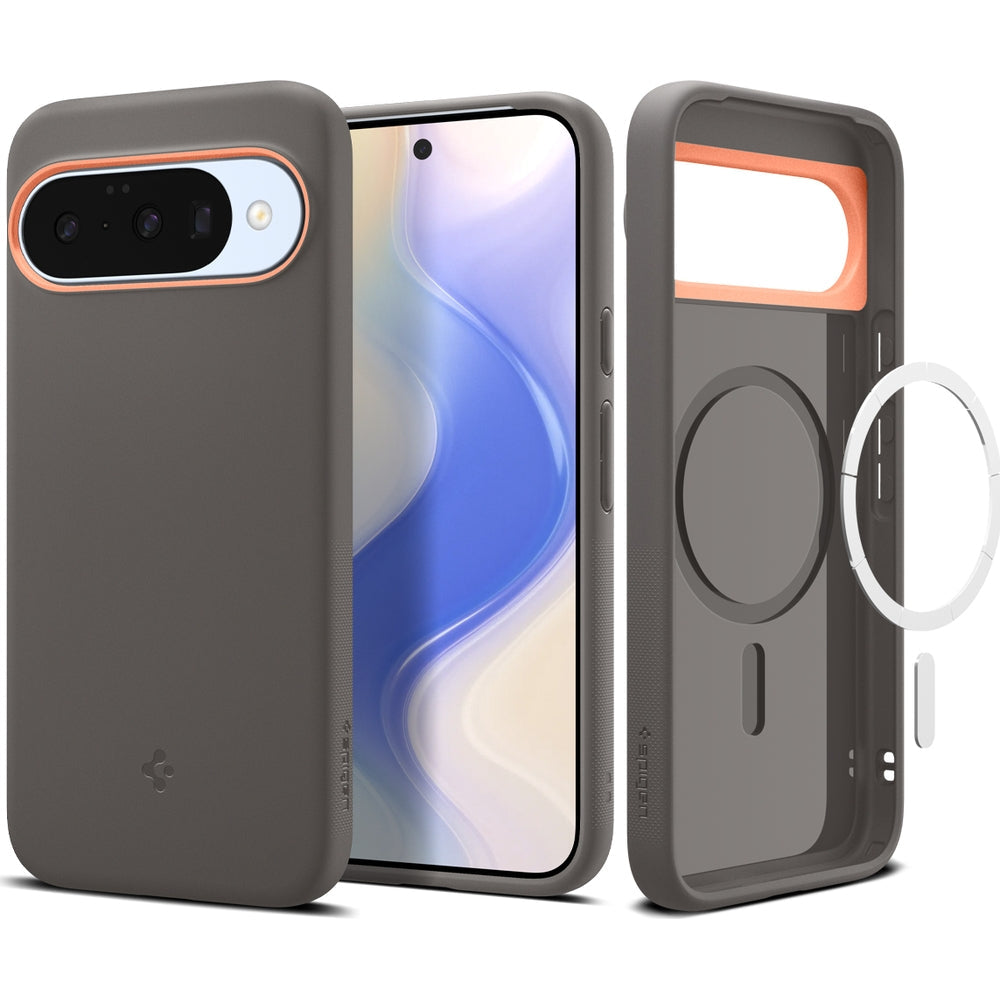 Handyhülle für Google Pixel 10 Pro / Pixel 10, Spigen Nano Pop Mag mit MagSafe, Grau-Orange