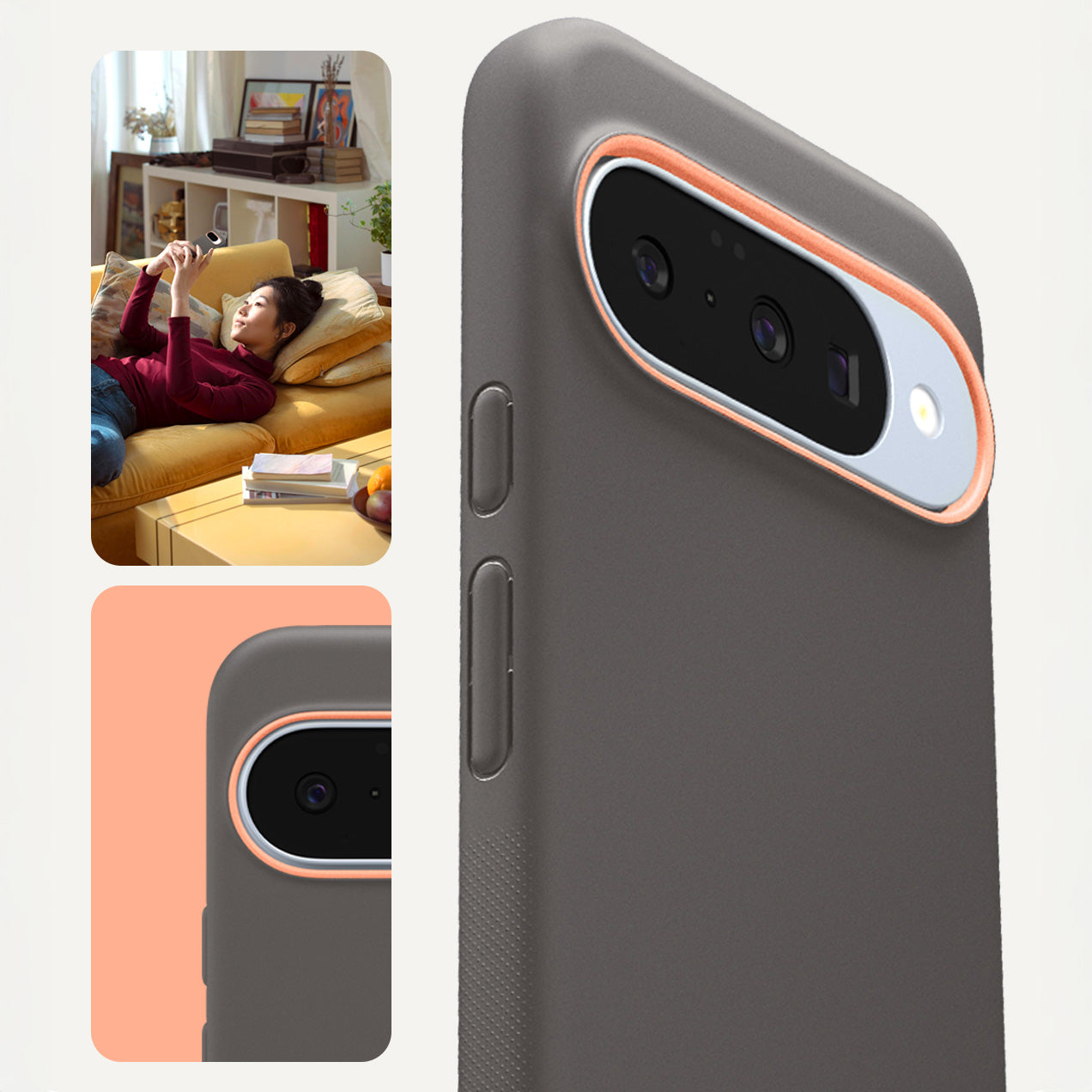 Handyhülle für Google Pixel 10 Pro / Pixel 10, Spigen Nano Pop Mag mit MagSafe, Grau-Orange