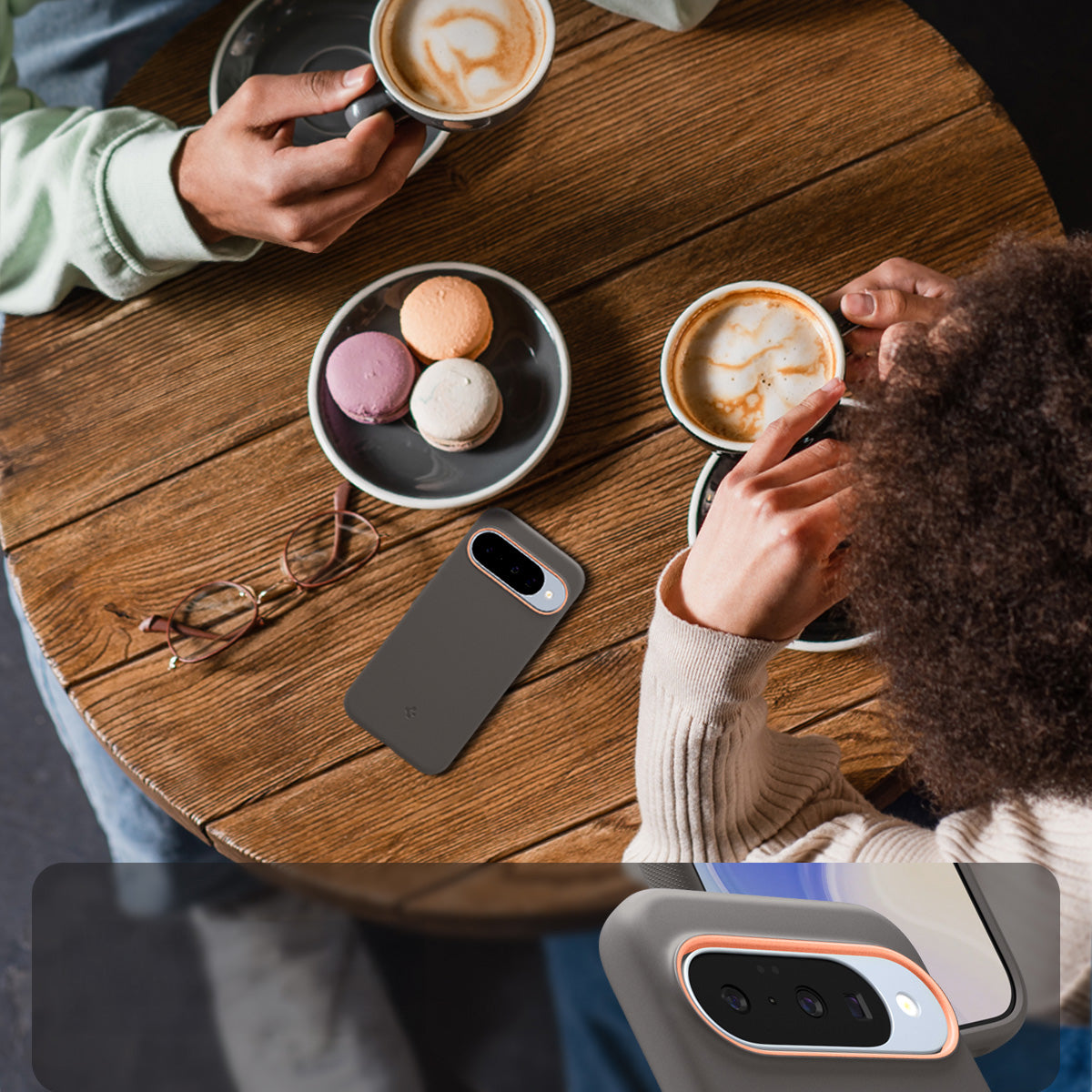 Handyhülle für Google Pixel 10 Pro / Pixel 10, Spigen Nano Pop Mag mit MagSafe, Grau-Orange