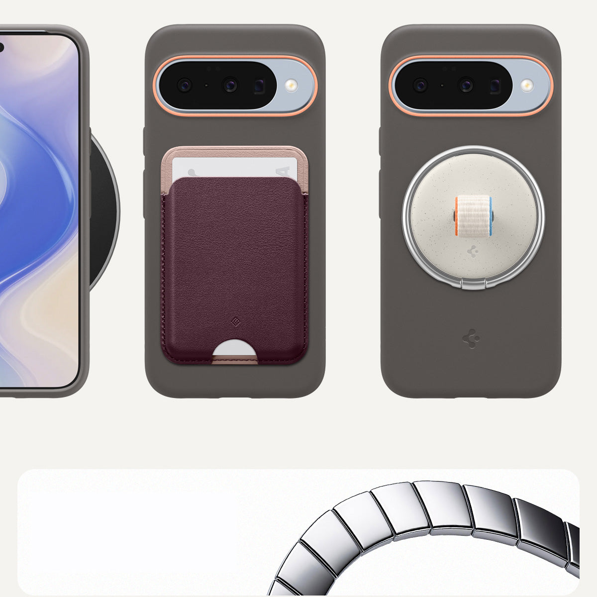Handyhülle für Google Pixel 10 Pro / Pixel 10, Spigen Nano Pop Mag mit MagSafe, Grau-Orange