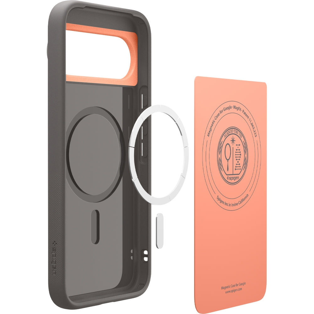 Handyhülle für Google Pixel 10 Pro / Pixel 10, Spigen Nano Pop Mag mit MagSafe, Grau-Orange