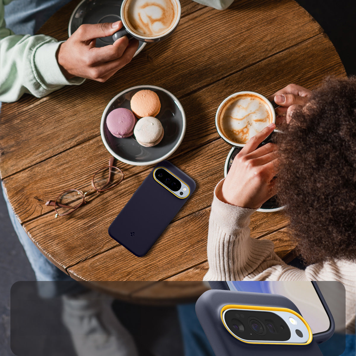 Handyhülle für Google Pixel 10 Pro XL, Spigen Nano Pop Mag mit MagSafe, Dunkelblau und Gelb