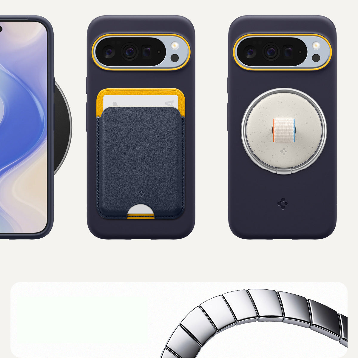 Handyhülle für Google Pixel 10 Pro XL, Spigen Nano Pop Mag mit MagSafe, Dunkelblau und Gelb