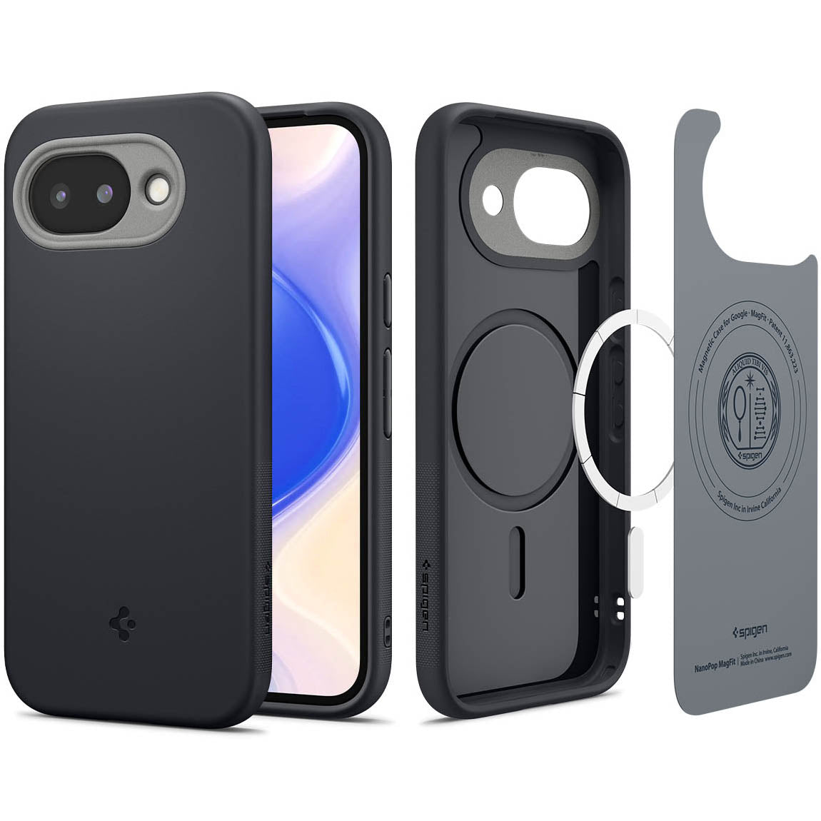 Handyhülle für Google Pixel 10a, Spigen Nano Pop Mag mit MagSafe, Schwarz-Grau
