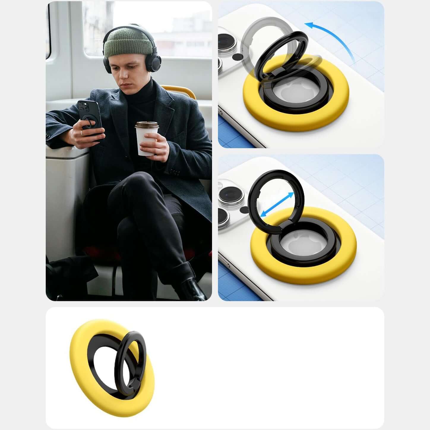 Magnetischer Fingerhalter für MagSafe, Spigen Nano Pop Phone Ring, Gelb