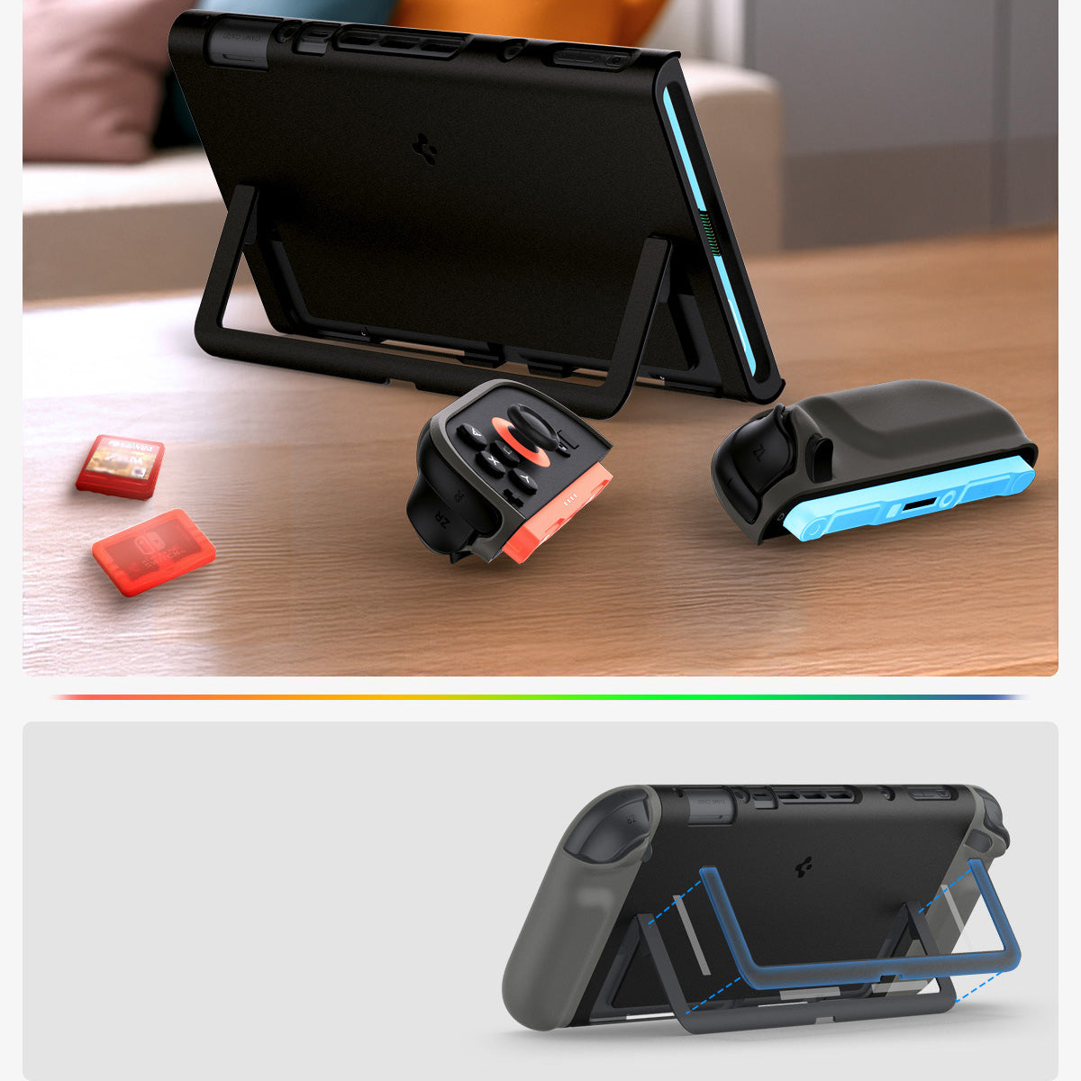 Hülle für Nintendo Switch 2, Spigen Nano Pop V2, Schwarz-Grau