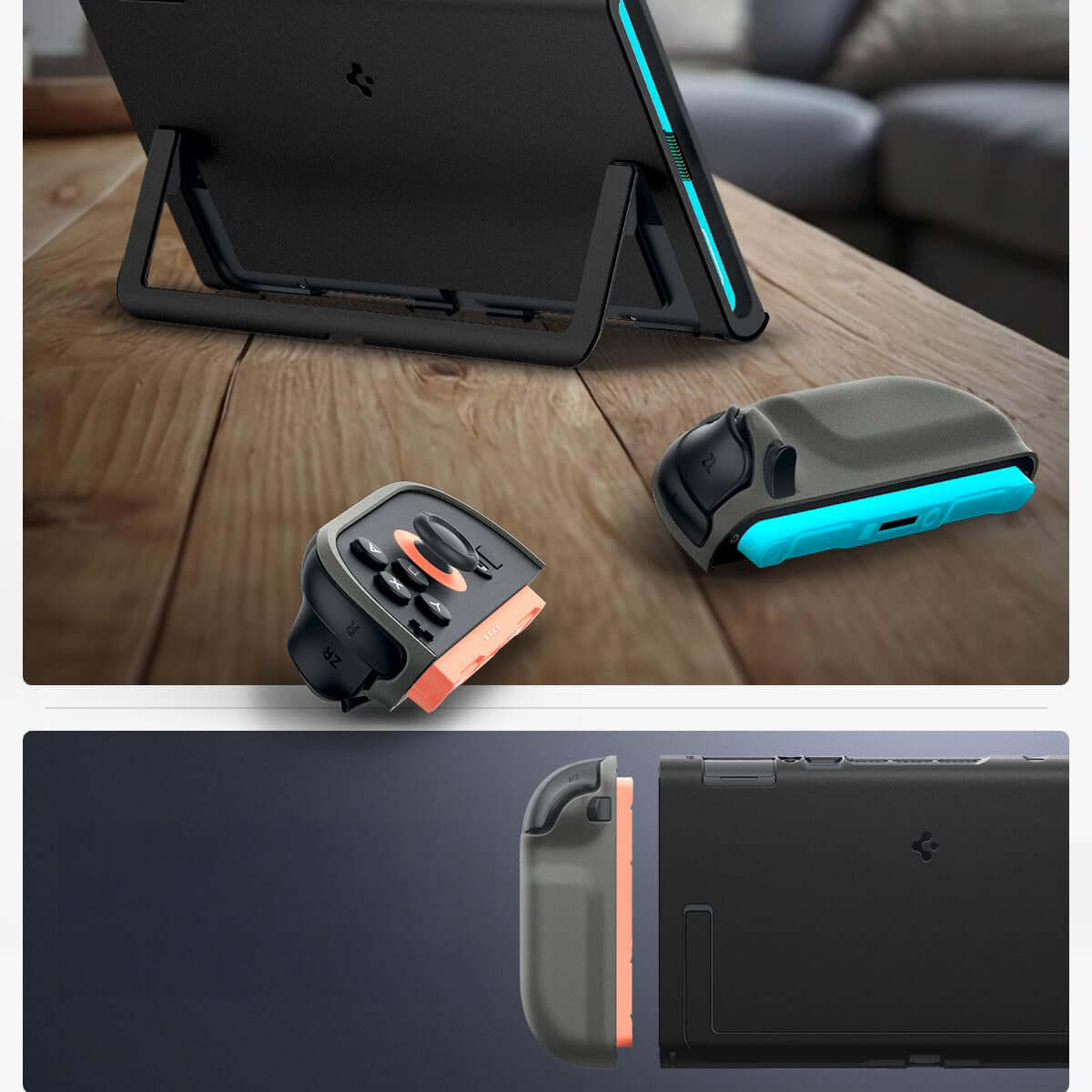 Hülle für Nintendo Switch 2, Spigen Nano Pop, Schwarz-Grau