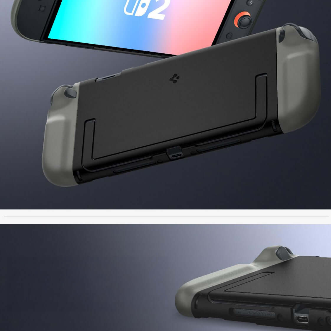 Hülle für Nintendo Switch 2, Spigen Nano Pop, Schwarz-Grau