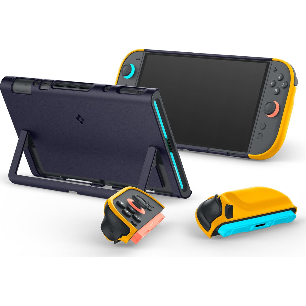 Hülle für Nintendo Switch 2, Spigen Nano Pop V2, Dunkelblau-Gelb