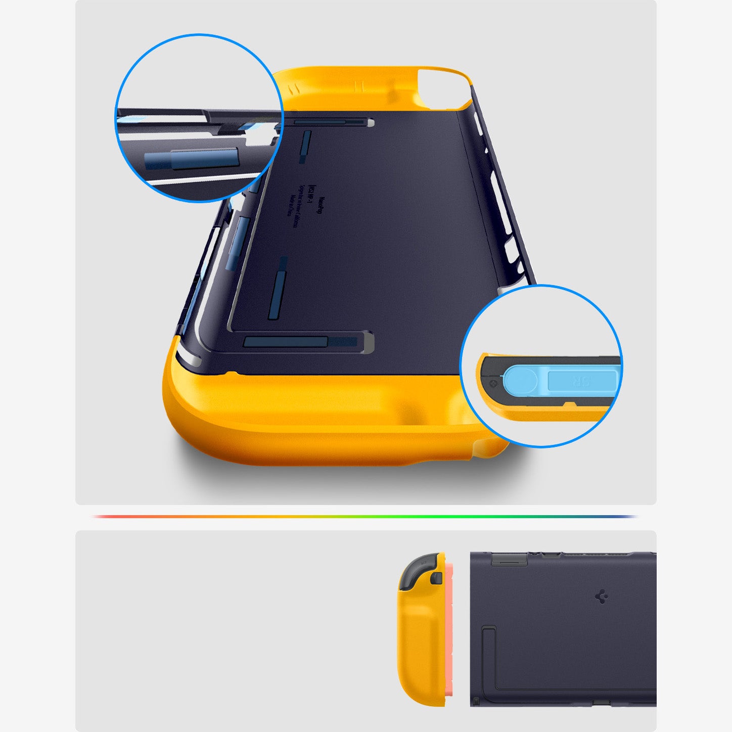 Hülle für Nintendo Switch 2, Spigen Nano Pop V2, Dunkelblau-Gelb