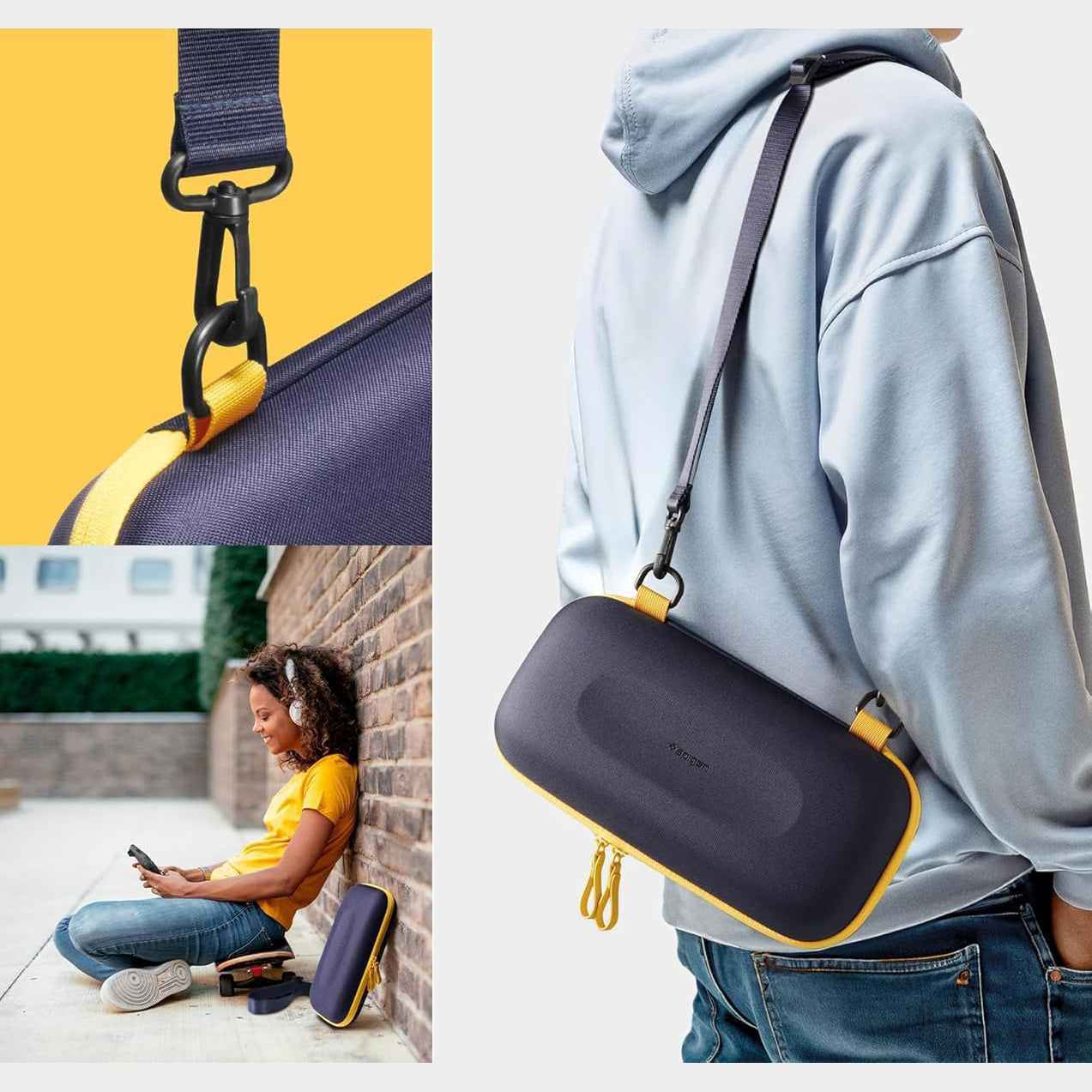 Hülle für Nintendo Switch 2, Spigen Nano Pop Pro Pouch, Dunkelblau-Gelb