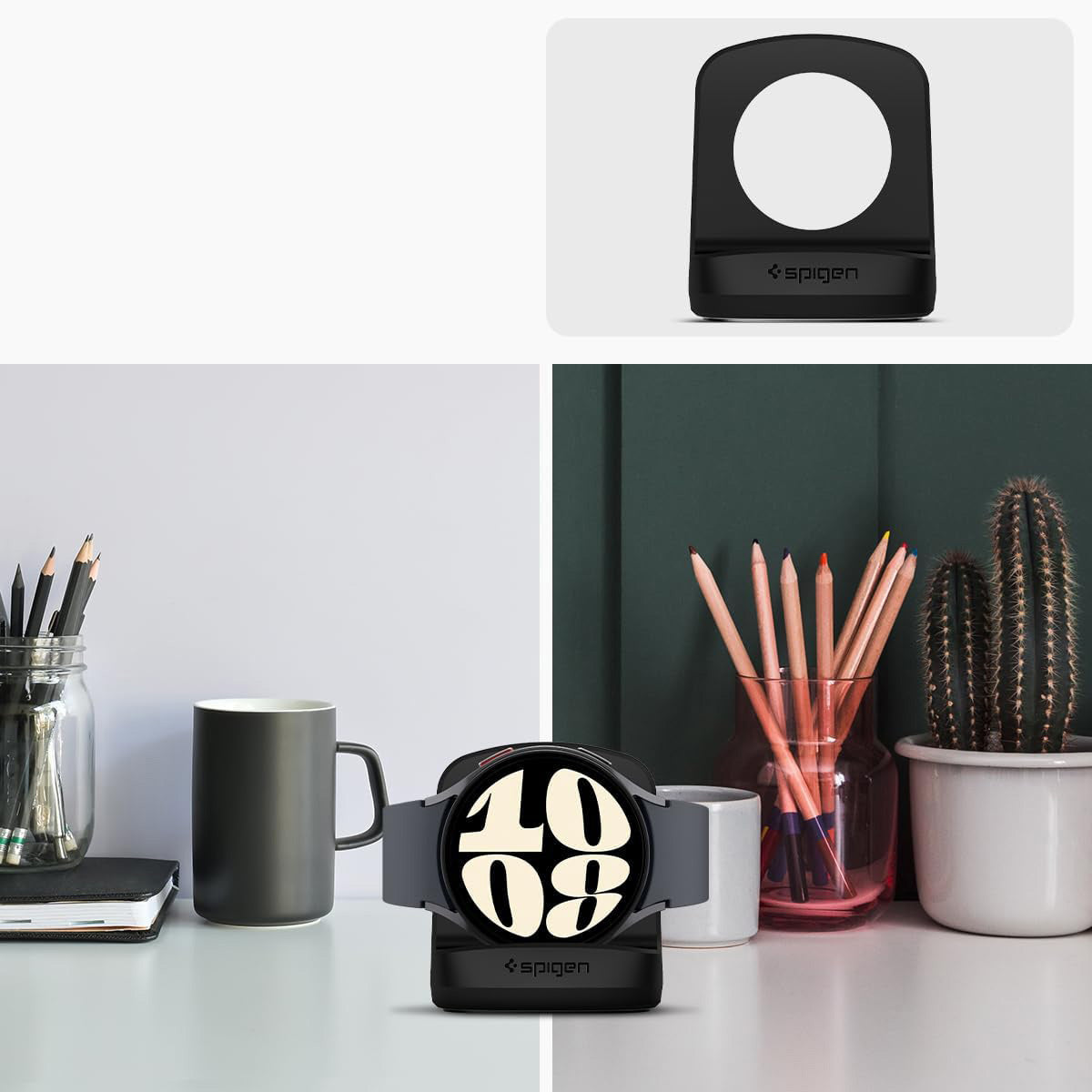 Ladegerät-Dockingstation für Galaxy Watch Ultra / 7 / FE / 6 / 5, Spigen Night Stand S353, Schwarz
