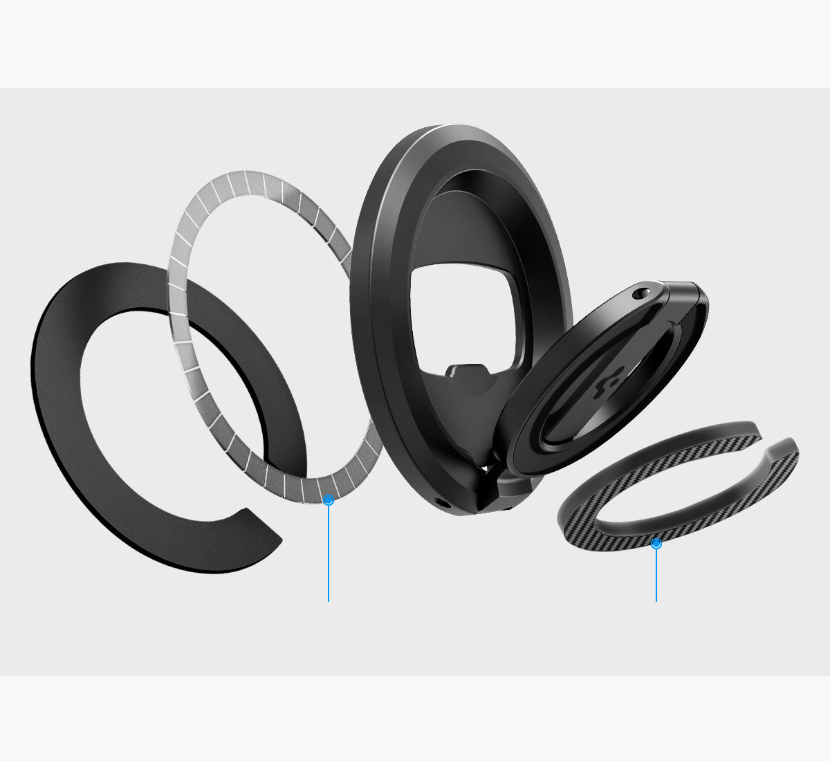 Magnetischer Fingerhalter Stand für MagSafe, Spigen O-Mag Phone Holder MagFit OM102, Schwarz