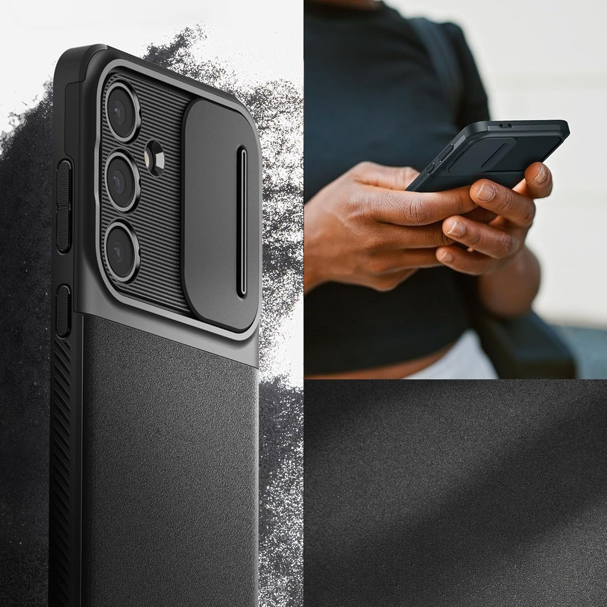 Handyhülle für Galaxy S24 FE, Spigen Optik Armor, Schwarz