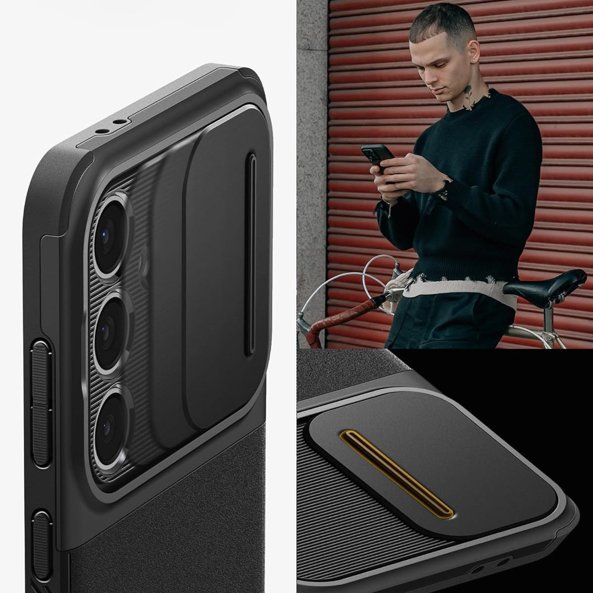 Handyhülle für Galaxy S24 FE, Spigen Optik Armor, Schwarz
