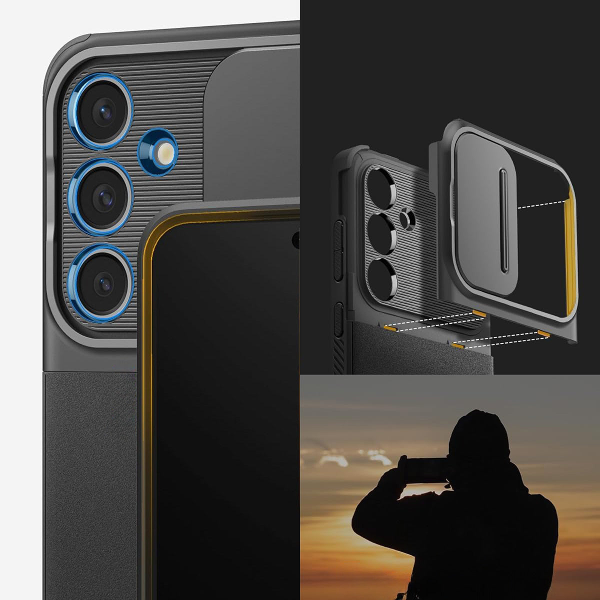 Handyhülle für Galaxy S24 FE, Spigen Optik Armor, Schwarz