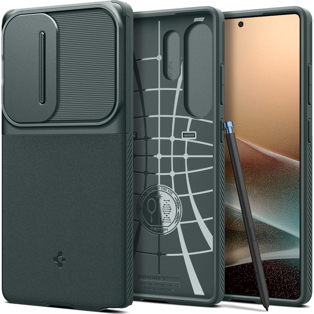 Handyhülle für Galaxy S25 Ultra, Spigen Optik Armor, Grün