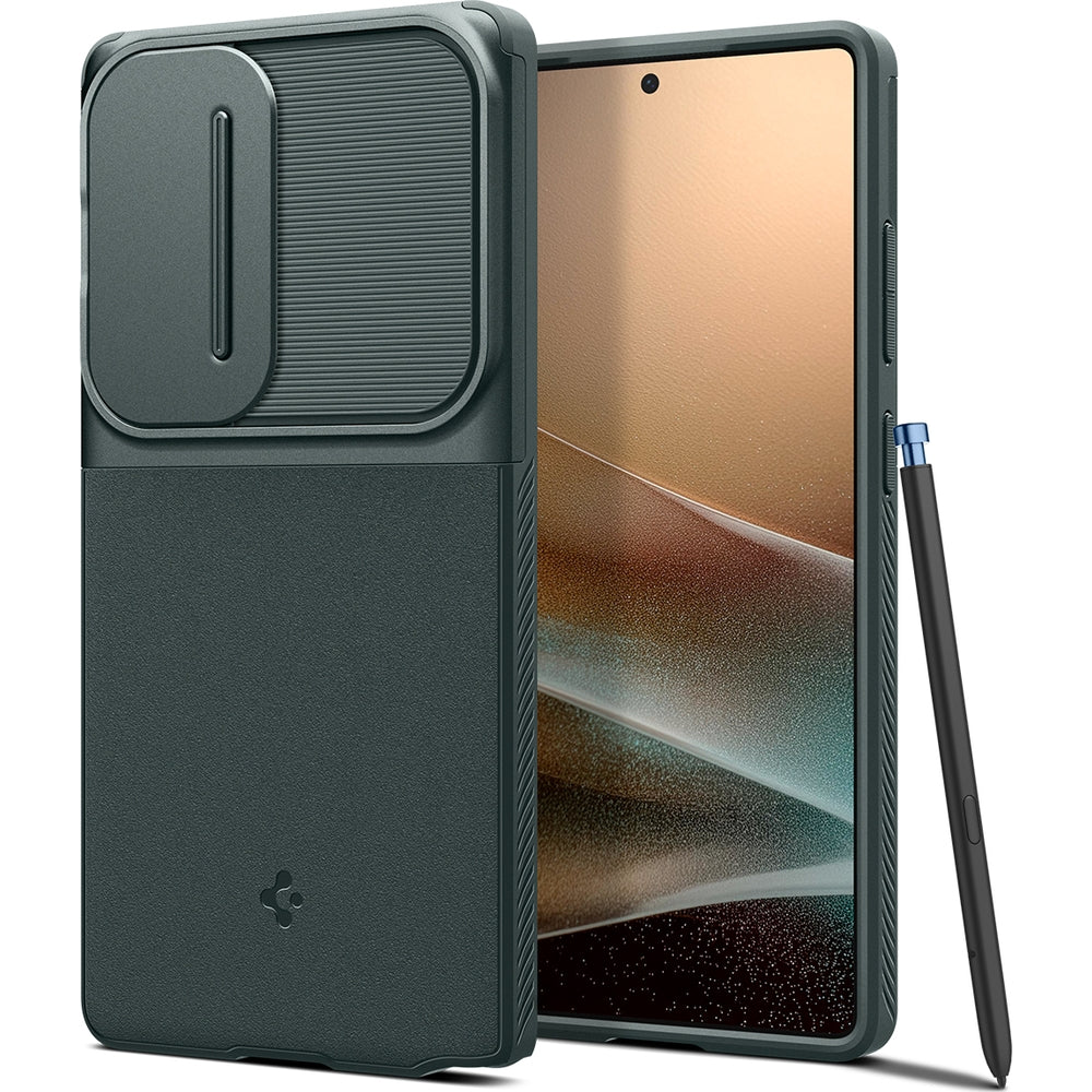 Handyhülle für Galaxy S25 Ultra, Spigen Optik Armor, Grün