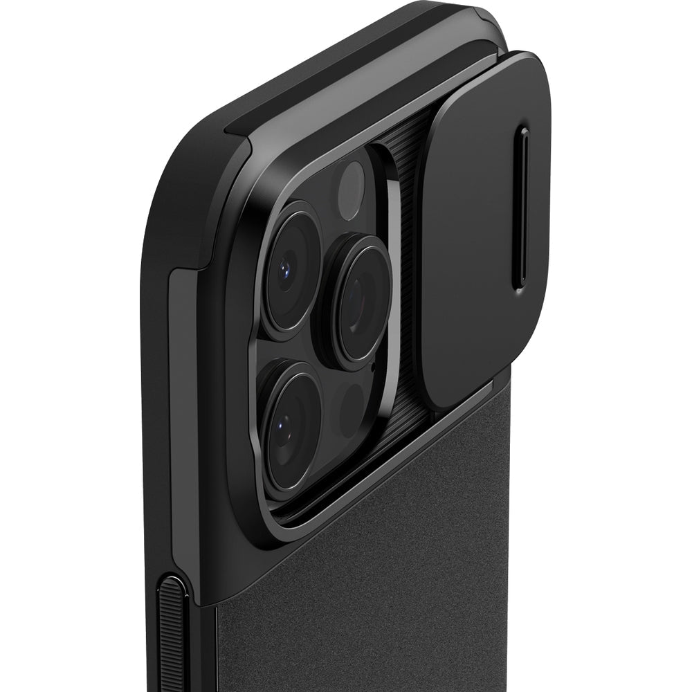 Handyhülle für iPhone 16 Pro Max, Spigen Optik Armor Mag mit MagSafe, Schwarz