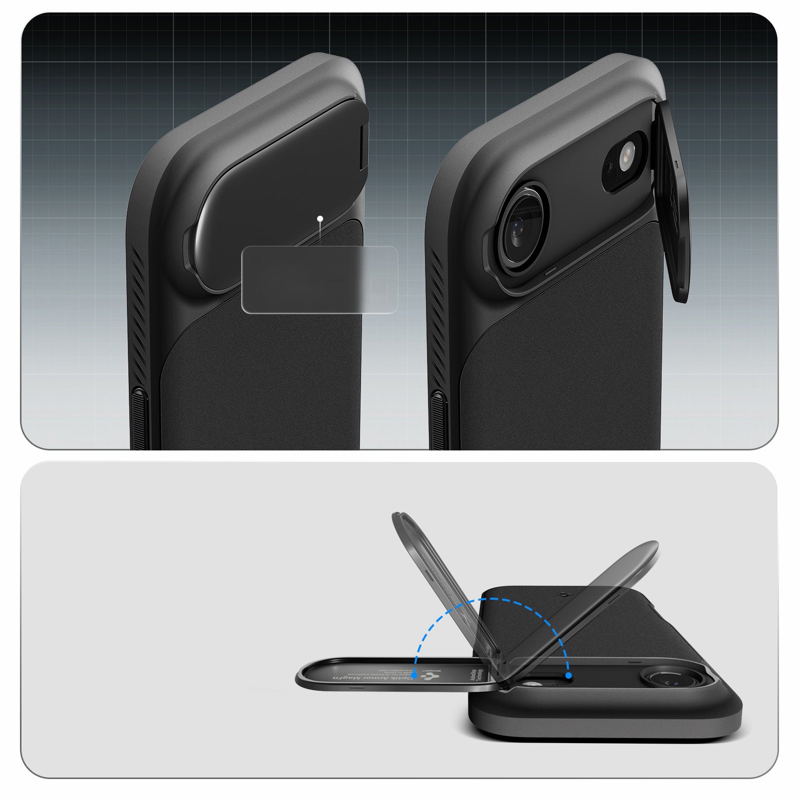 Handyhülle für iPhone Air, Spigen Optik Armor Mag mit MagSafe, Schwarz